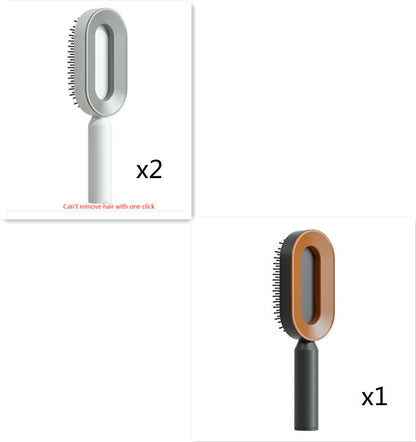 Self-Cleaning Hair Brush for Women – Anti-Static Scalp Massage Comb with One-Key Hair Removal