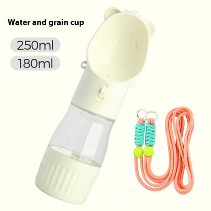 2-in-1 Portable Dog Water Bottle with Food Container – Leak-Proof Outdoor Pet Feeder for Dogs & Cats | 380ml/500ml Travel Cup