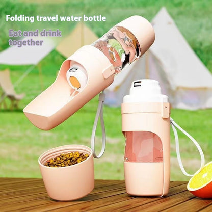 2-in-1 Portable Dog Water Bottle & Feeder – Outdoor Travel Pet Drinking Cup for Dogs & Cats