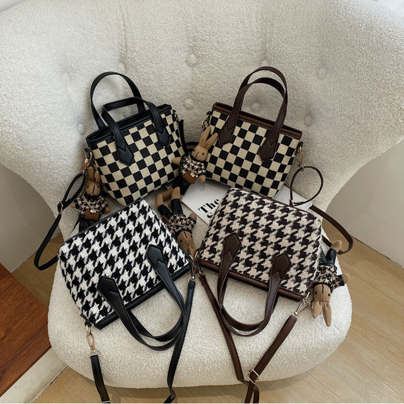 Fashion Houndstooth Shoulder Bag – Timeless Checkerboard Chic for Everyday Elegance