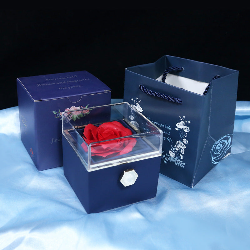 Rotating Soap Flower Rose Gift Box – A Timeless Romantic Surprise with Hidden Jewelry Drawer
