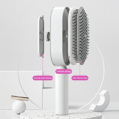 Self-Cleaning Hair Brush for Women – Anti-Static Scalp Massage Comb with One-Key Hair Removal