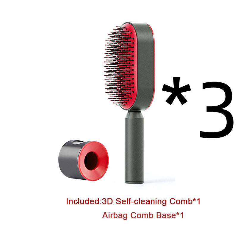 Self-Cleaning Hair Brush for Women – Anti-Static Scalp Massage Comb with One-Key Hair Removal