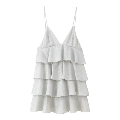 Laminated Decoration Short Sling Dress