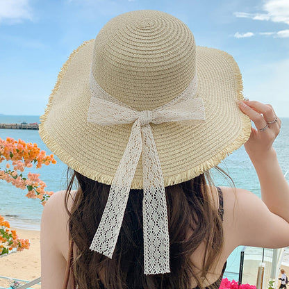 Kids' Sun Protection Hat with Big Bow – Summer UV Shield Cap for Girls