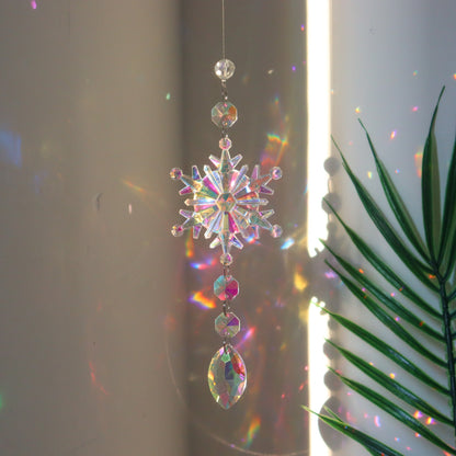 Christmas Tree Hanging Dreamcatcher – AB Color Acrylic Snowflake Ornaments for Holiday Decoration