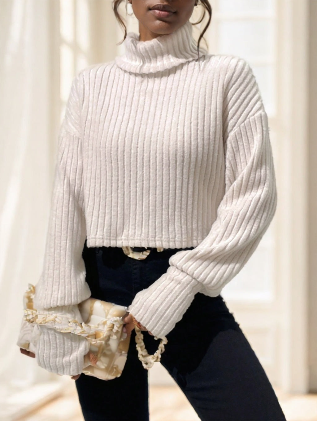 Essnce Turtleneck Drop Shoulder Tee