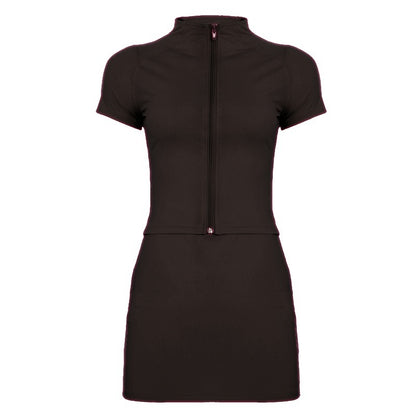 Women's Short Sleeve Yoga Outfit Set – European & American Style Sports Top and Skirt Suit for Fitness & Leisure