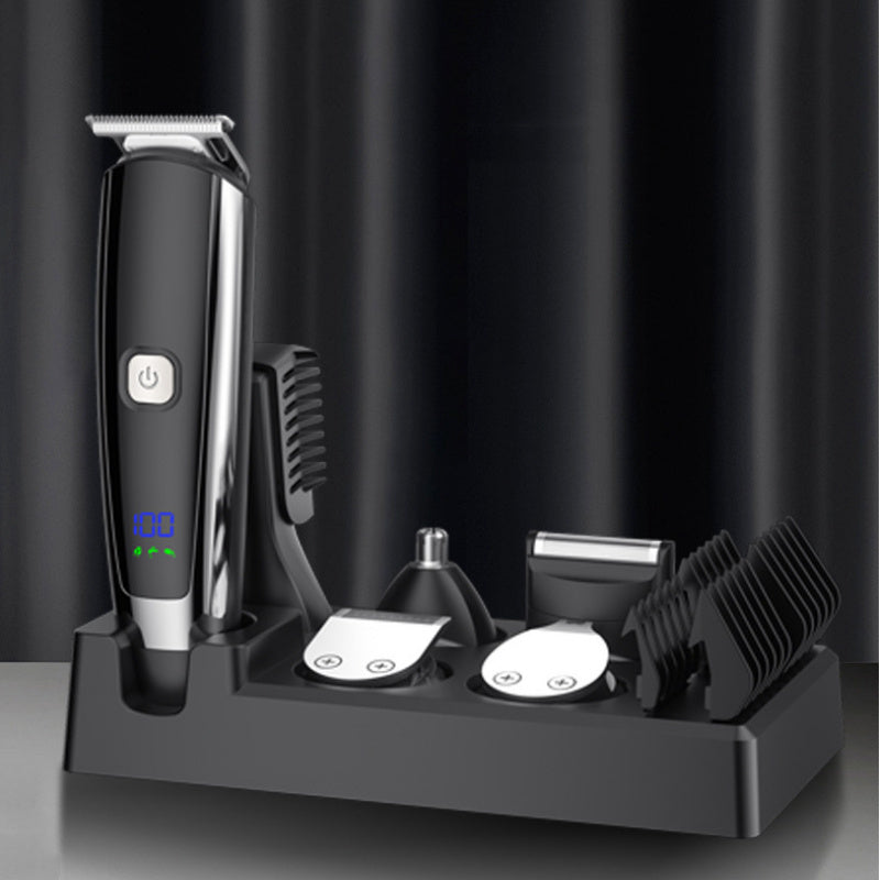 6-in-1 Electric Hair Clipper Set – Rechargeable Trimmer with Digital Display &amp; Waterproof Design