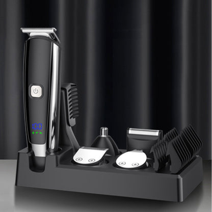 6-in-1 Electric Hair Clipper Set – Rechargeable Trimmer with Digital Display &amp; Waterproof Design