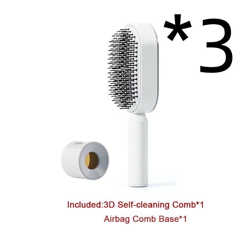 Self-Cleaning Hair Brush for Women – Anti-Static Scalp Massage Comb with One-Key Hair Removal