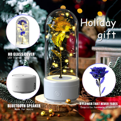 2-in-1 Rose LED Light & Bluetooth Speaker – Romantic Gift in Glass Dome