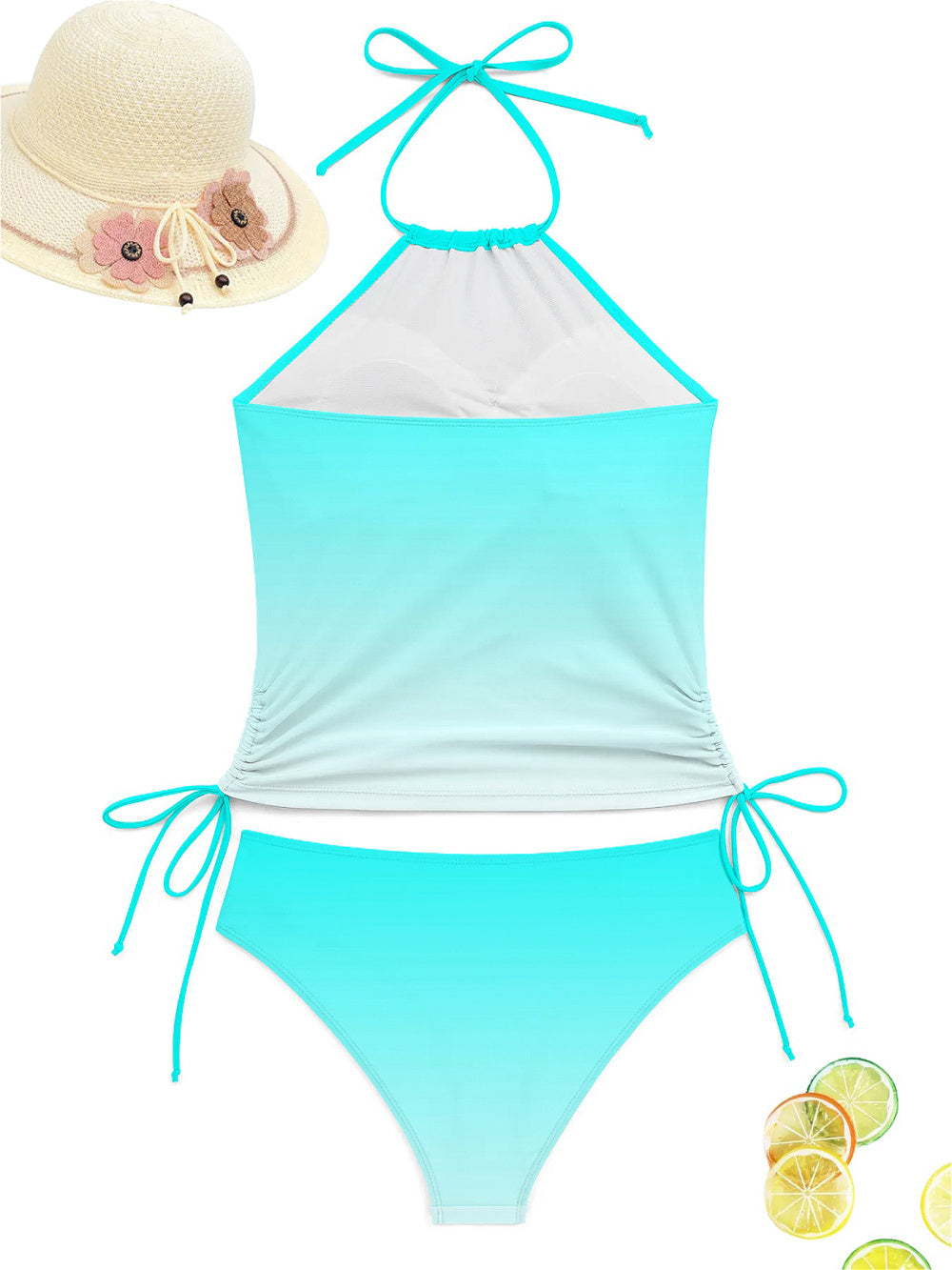 Women's Two-Piece Summer Swimsuit – High Waist Bikini Set with Split Top, Belly Covering & Slim Fit Design
