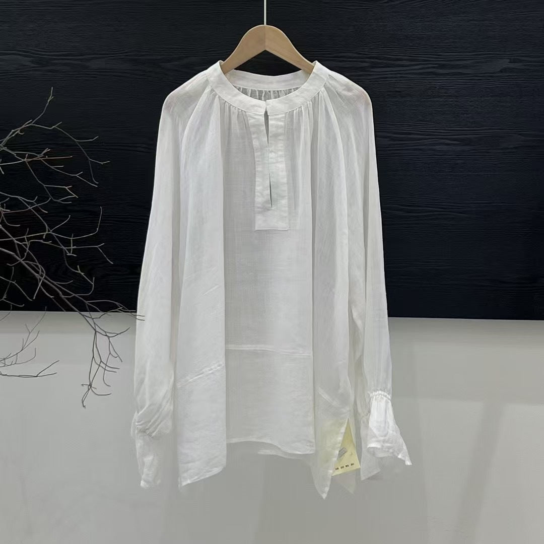 Elegant Design Sense Long Sleeve All-Match Blouse for Women