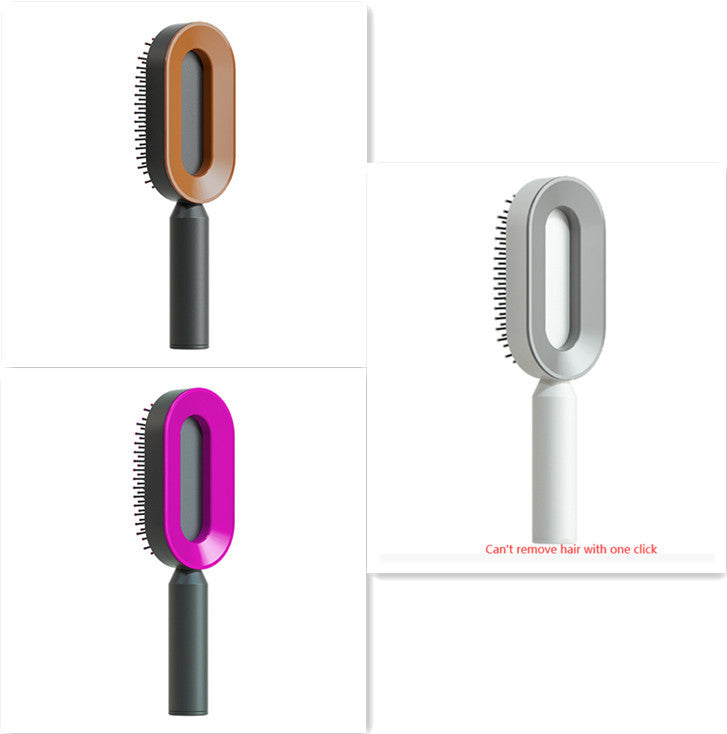 Self-Cleaning Hair Brush for Women – Anti-Static Scalp Massage Comb with One-Key Hair Removal