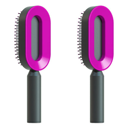 Self-Cleaning Hair Brush for Women – Anti-Static Scalp Massage Comb with One-Key Hair Removal
