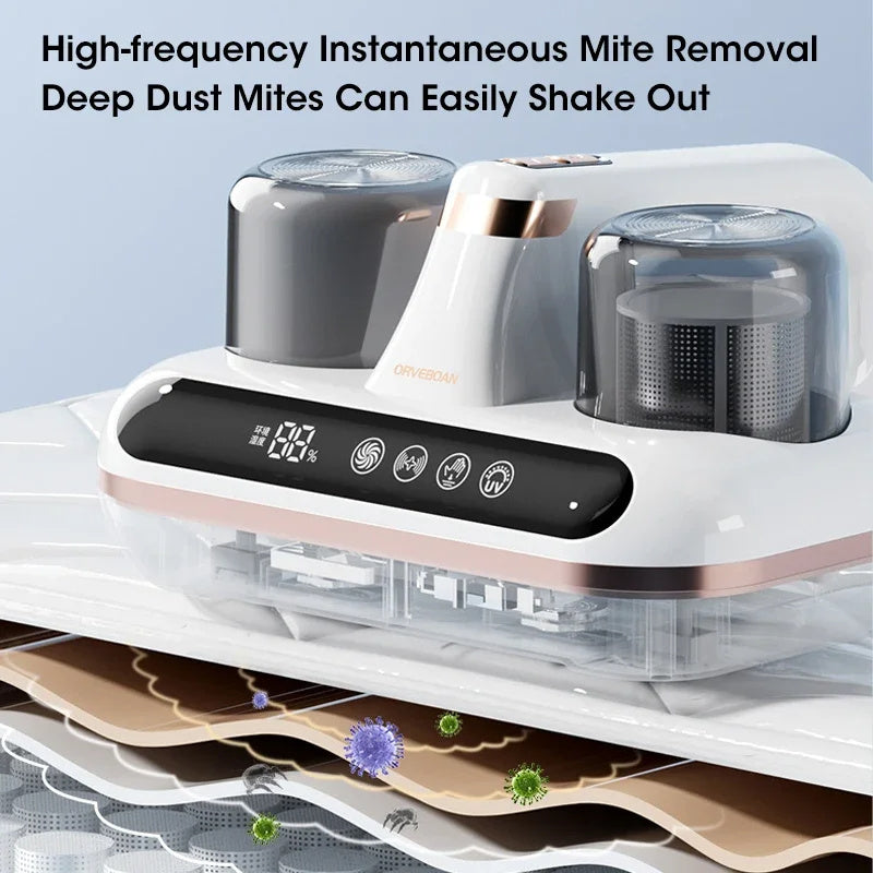 Cordless Mattress Vacuum Mite Remover – Powerful Handheld Cleaner with UV Sterilization &amp; 13KPa Suction for Beds &amp; Pillows