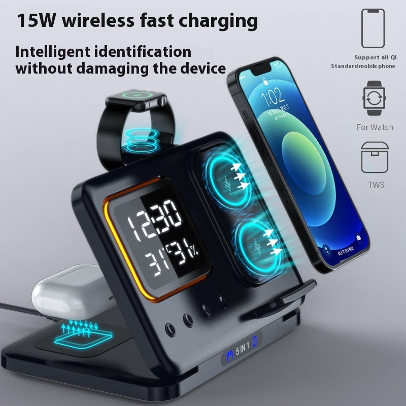 All-in-One 15W Wireless Charger – LED Clock, Phone Stand & Fast Charging Station