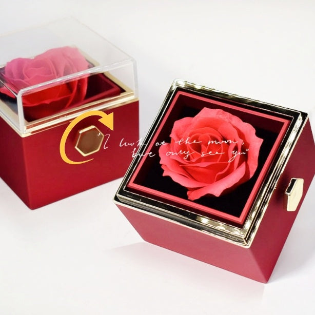 Rotating Soap Flower Rose Gift Box – A Timeless Romantic Surprise with Hidden Jewelry Drawer