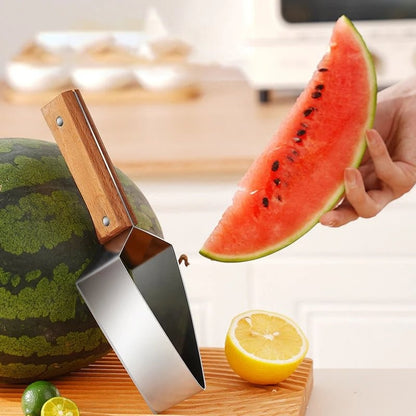 430 Stainless Steel Watermelon Cutter – Triangle Fruit Slicer Knife with Safety Cover for Melons, Apples &amp; More