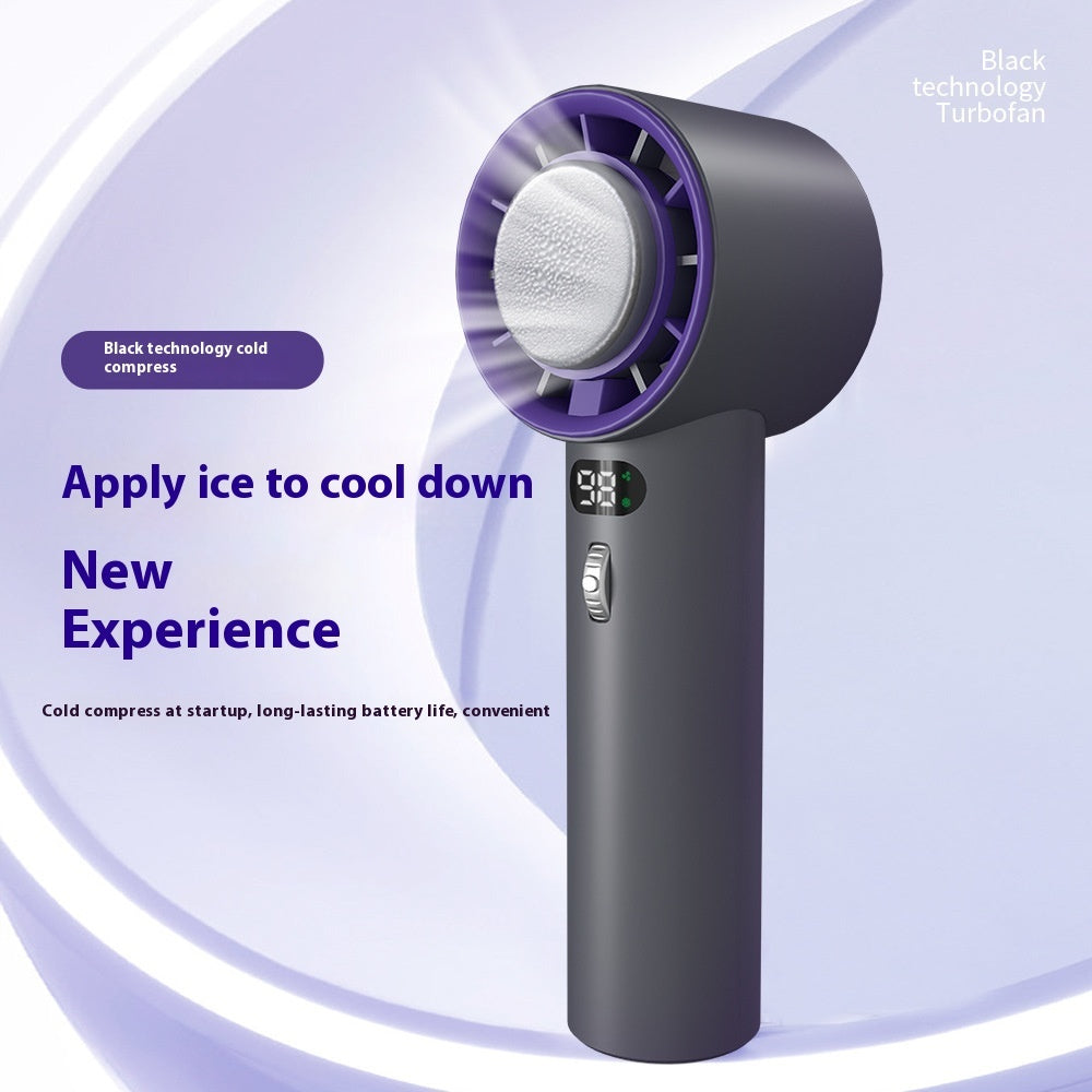 Portable Handheld Turbo Fan with Cooling Technology – 3000mAh Rechargeable Battery | Cold Compress + Adjustable Wind Speeds | Mini USB Personal Fan for Summer Relief