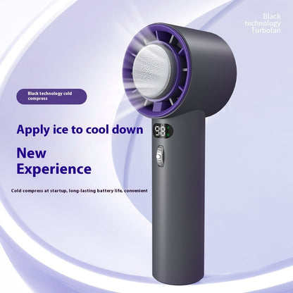 Portable Handheld Turbo Fan with Cooling Technology – 3000mAh Rechargeable Battery | Cold Compress + Adjustable Wind Speeds | Mini USB Personal Fan for Summer Relief