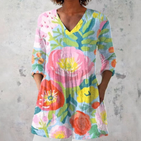 Women's Shirt Pocket Creative Fish Pattern Vacation Style Top