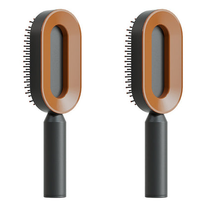 Self-Cleaning Hair Brush for Women – Anti-Static Scalp Massage Comb with One-Key Hair Removal