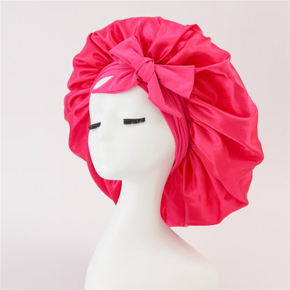 Adjustable Satin Hair Bonnet for Sleeping – Silk Night Cap Scarf Wrap for Curly Hair Protection