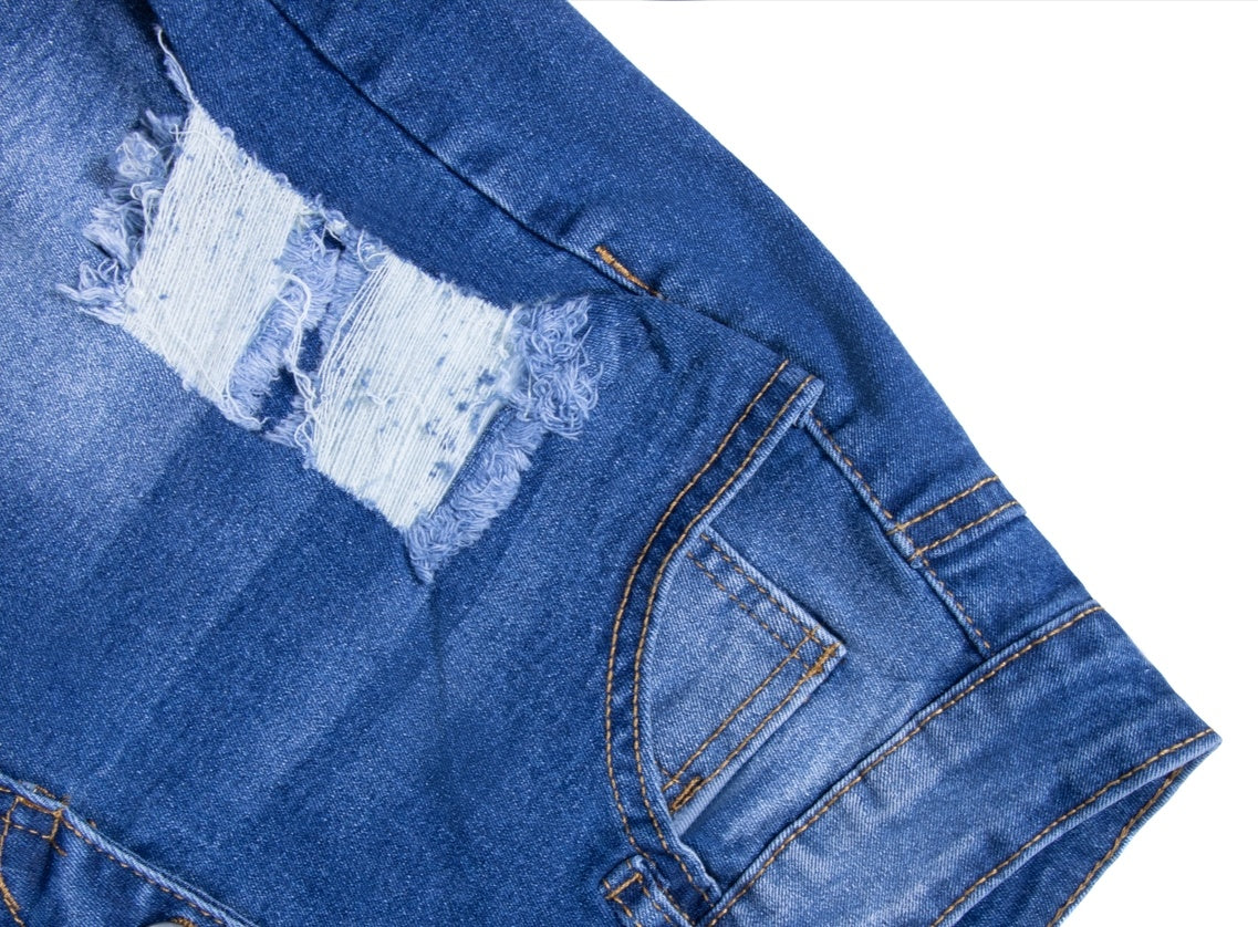 Women's Mid-High Rise Ripped Denim Shorts – Distressed Stretchy Jean Shorts for Summer