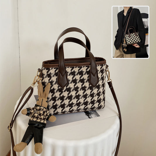 Fashion Houndstooth Shoulder Bag – Timeless Checkerboard Chic for Everyday Elegance