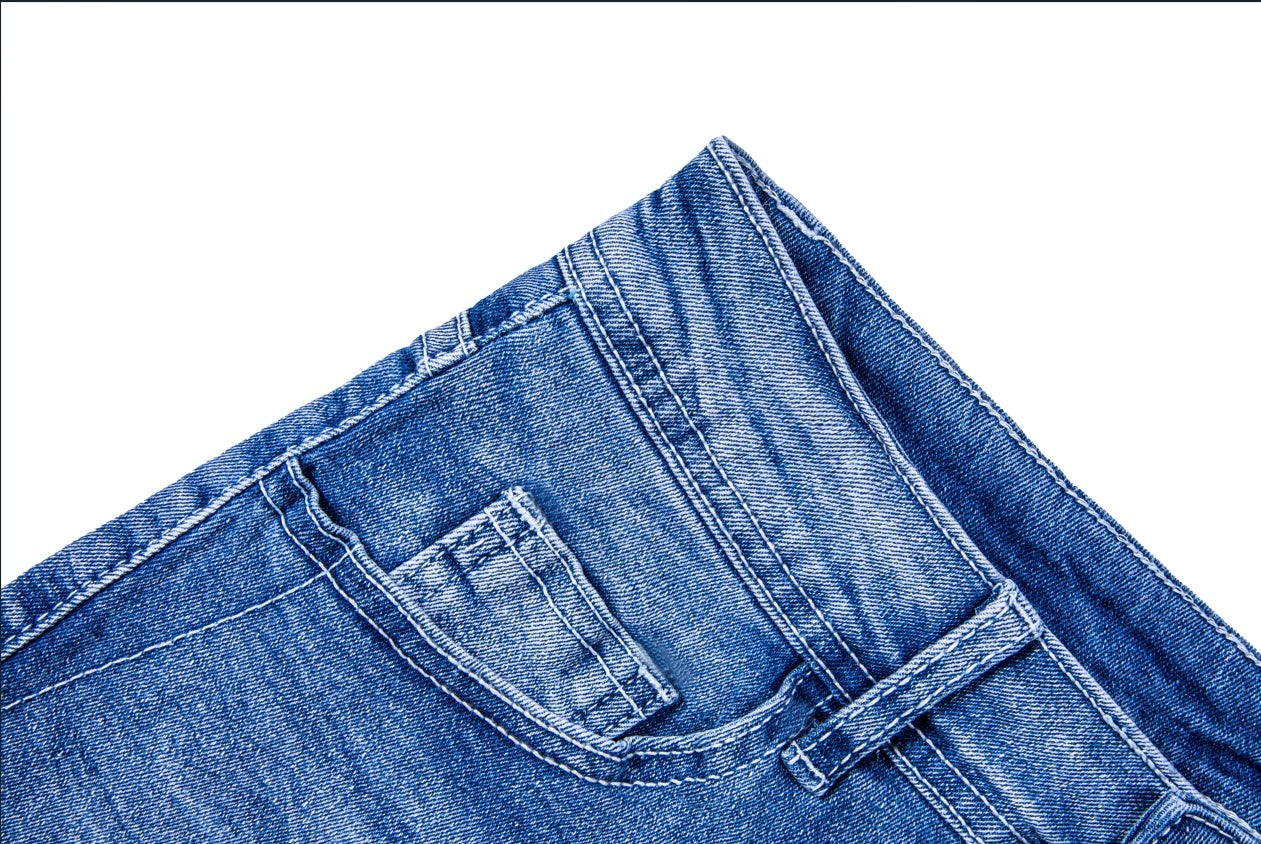 Women's Mid-High Rise Ripped Denim Shorts – Distressed Stretchy Jean Shorts for Summer