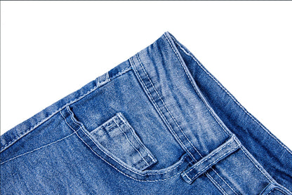 Women's Mid-High Rise Ripped Denim Shorts – Distressed Stretchy Jean Shorts for Summer