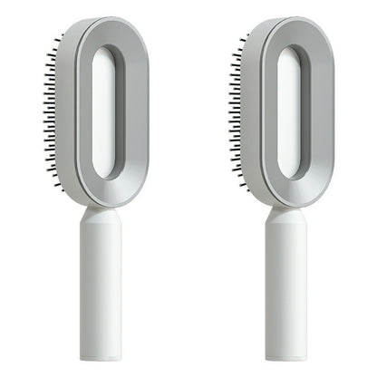 Self-Cleaning Hair Brush for Women – Anti-Static Scalp Massage Comb with One-Key Hair Removal