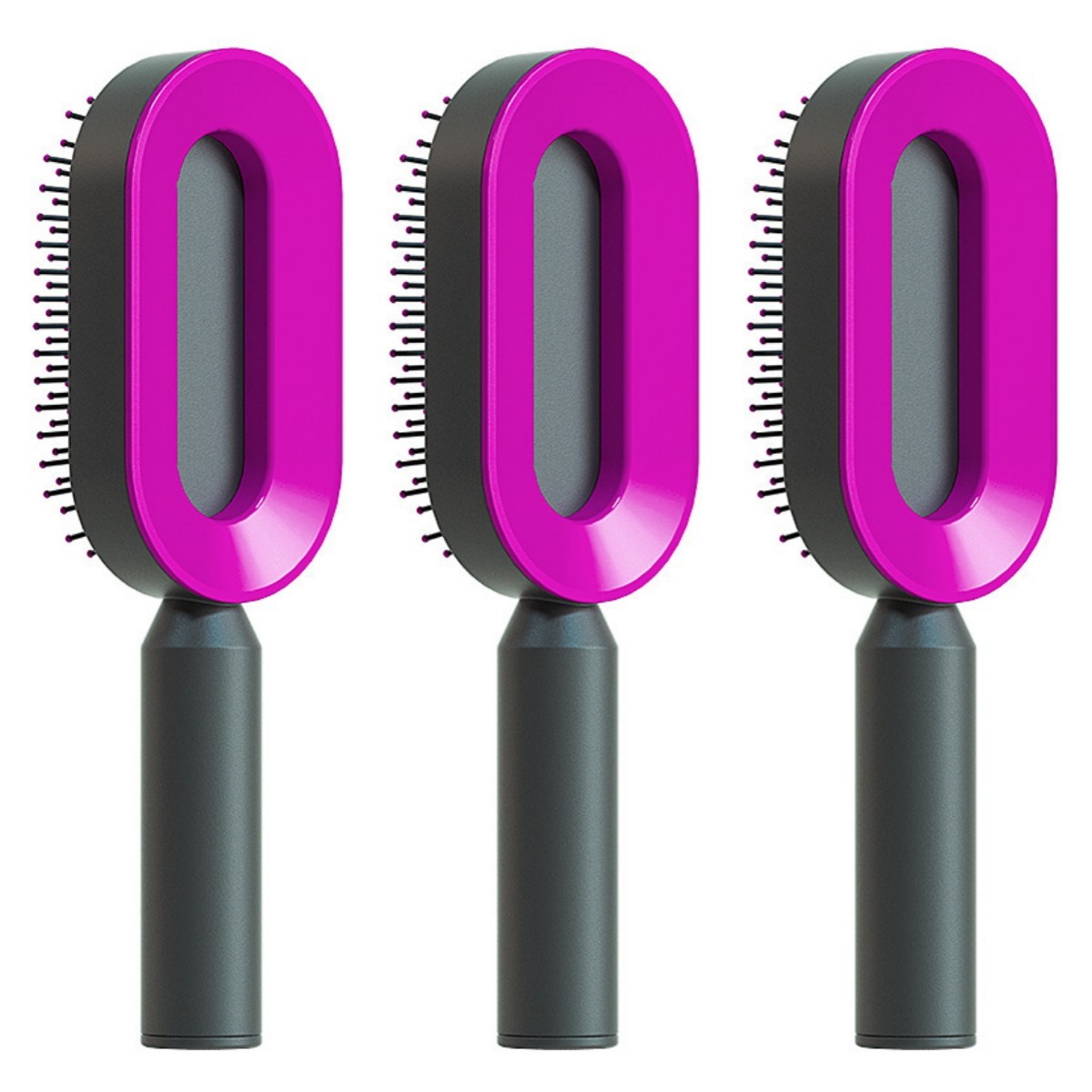 Self-Cleaning Hair Brush for Women – Anti-Static Scalp Massage Comb with One-Key Hair Removal