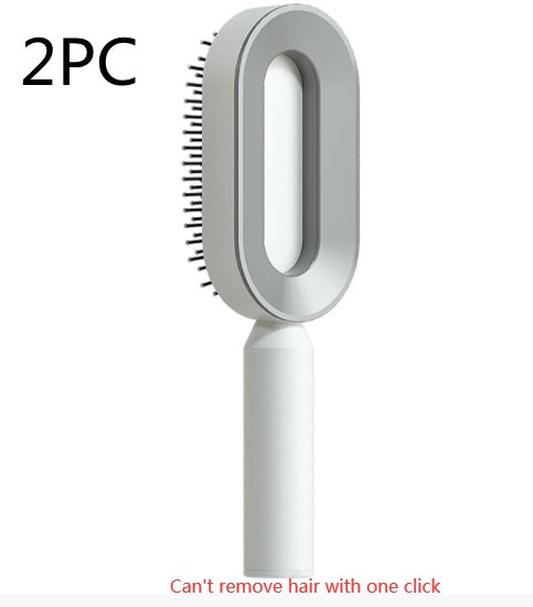 Self-Cleaning Hair Brush for Women – Anti-Static Scalp Massage Comb with One-Key Hair Removal