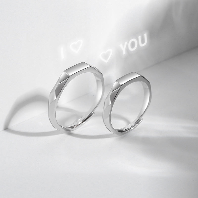 Romantic S925 Silver Love Ring – Light Reflection Hidden Message Jewelry for Engagement & Gifts