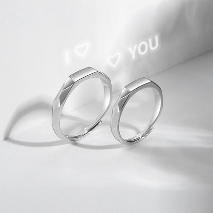 Romantic S925 Silver Love Ring – Light Reflection Hidden Message Jewelry for Engagement & Gifts