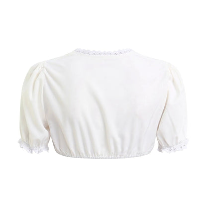 Women's Elegant White Blouse - Classic Crew Neck Short Sleeve Casual Top