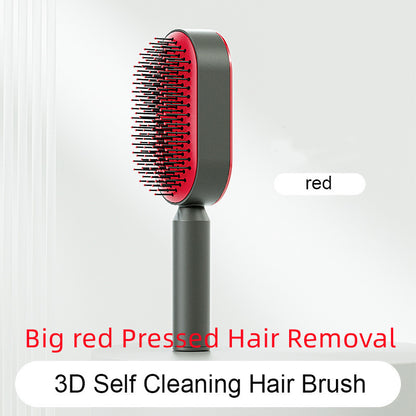 Self-Cleaning Hair Brush for Women – Anti-Static Scalp Massage Comb with One-Key Hair Removal