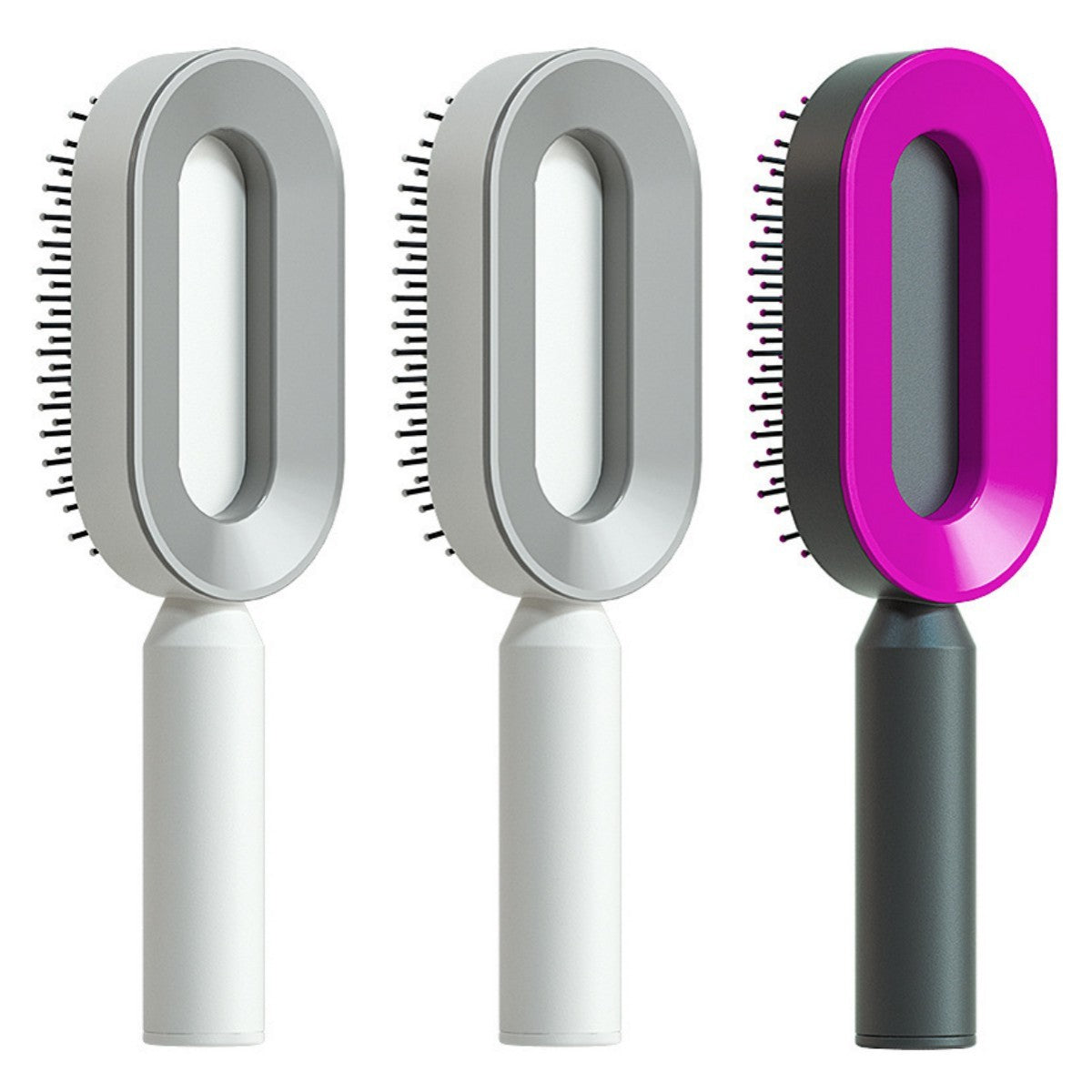 Self-Cleaning Hair Brush for Women – Anti-Static Scalp Massage Comb with One-Key Hair Removal