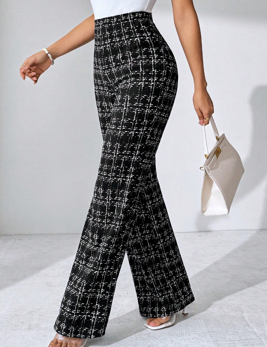 Women's Fashion Casual Plaid Printed Trousers