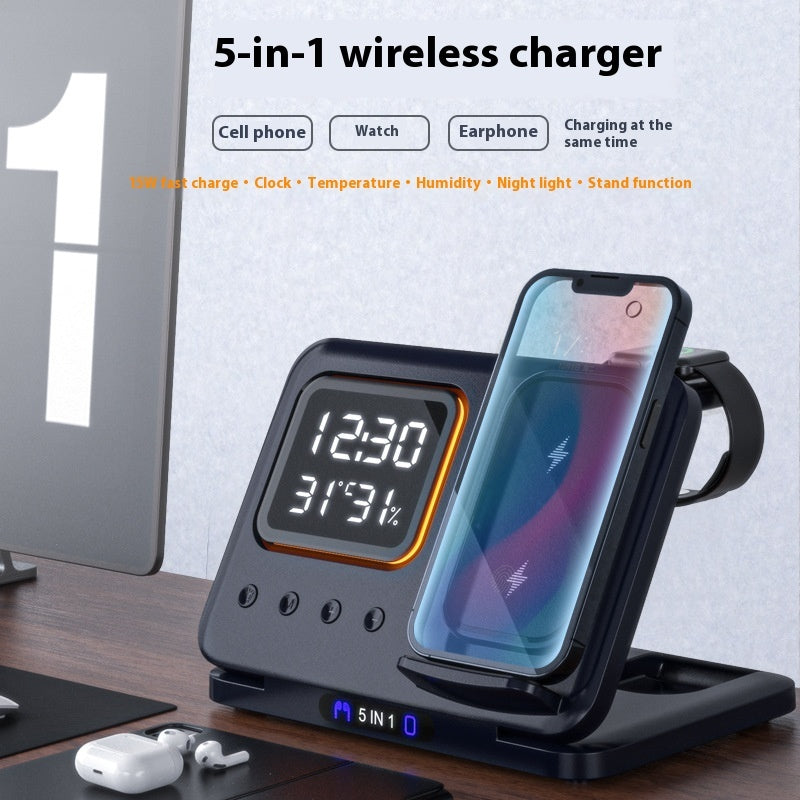 All-in-One 15W Wireless Charger – LED Clock, Phone Stand & Fast Charging Station