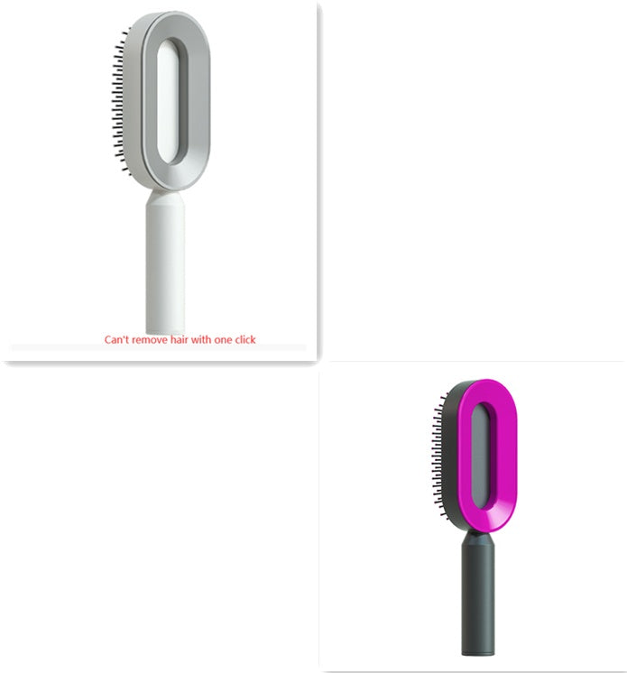 Self-Cleaning Hair Brush for Women – Anti-Static Scalp Massage Comb with One-Key Hair Removal