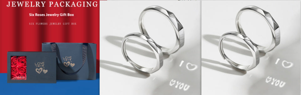 Romantic S925 Silver Love Ring – Light Reflection Hidden Message Jewelry for Engagement & Gifts