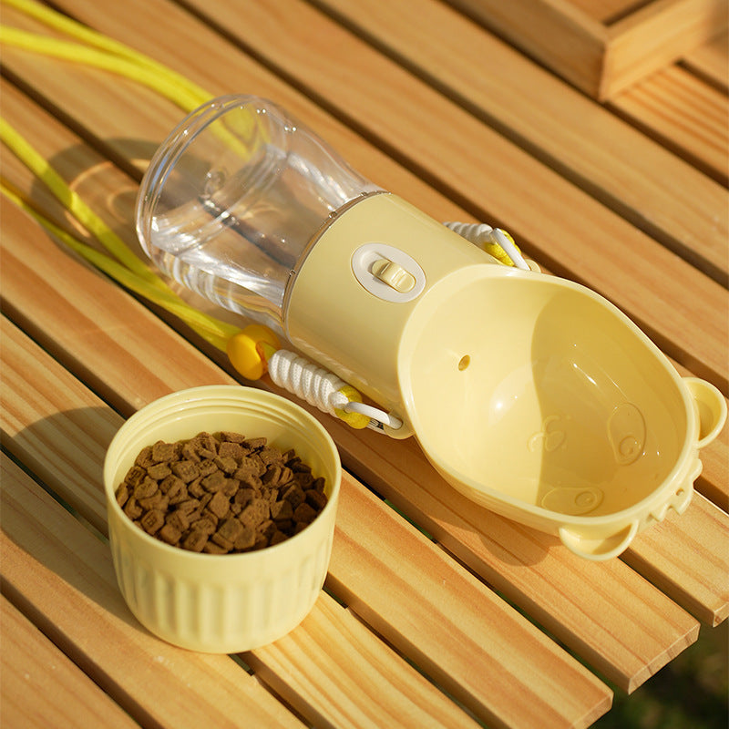 2-in-1 Portable Dog Water Bottle with Food Container – Leak-Proof Outdoor Pet Feeder for Dogs & Cats | 380ml/500ml Travel Cup