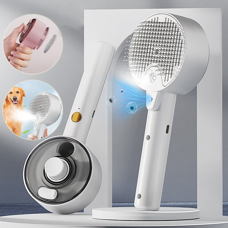 3-in-1 Pet Hair Remover Brush – Steam Grooming Tool for Dogs & Cat