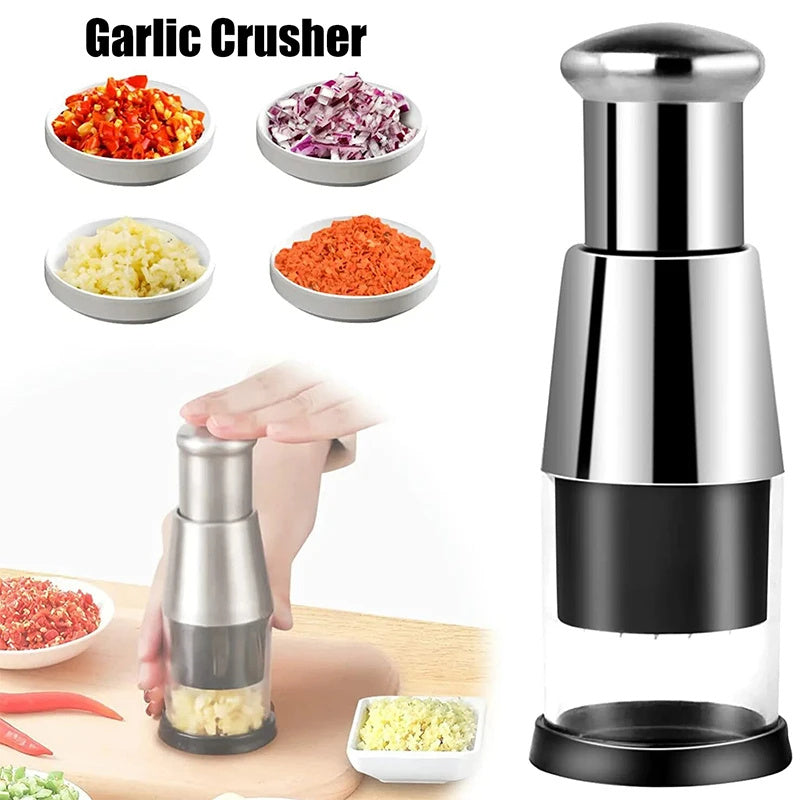 Garlic Crusher & Onion Chopper – Multi-Purpose Manual Vegetable Slicer