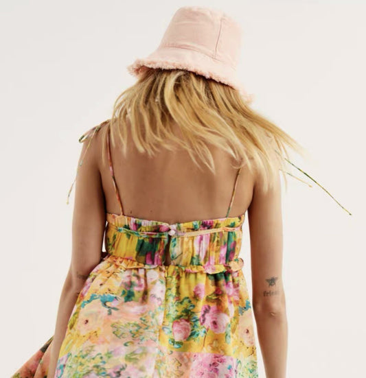 Y2K Floral Print Suspender Dress – Summer Vibes with Ruffled Charm