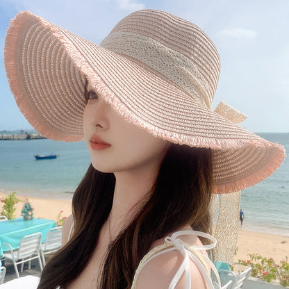 Kids' Sun Protection Hat with Big Bow – Summer UV Shield Cap for Girls